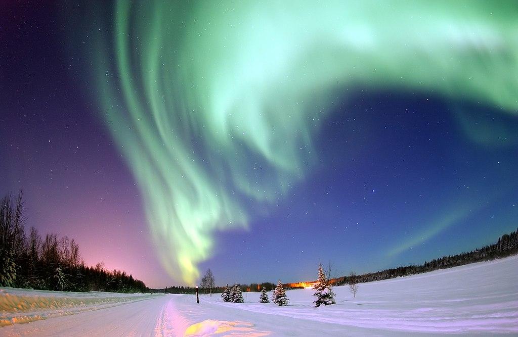 Grønt nordlys. Foto.