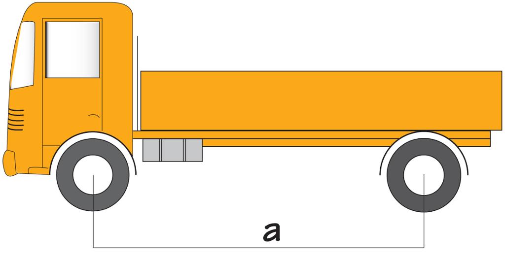 Tegning av en oransje lastebil. Illustrasjon.
