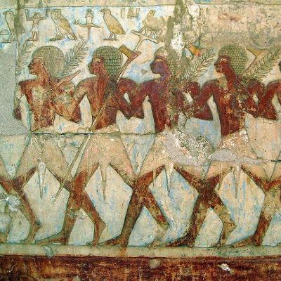 Hatshepsuts handelskespedisjon til landet Punt. Relieff fra Hatshepsuts tempel. Foto. 