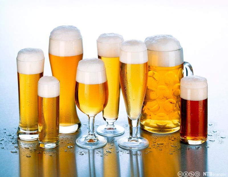 Ulike typer øl i glass. Foto.