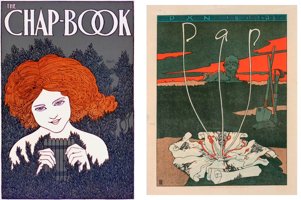 To plakater i jugendstil. Illustrasjoner.