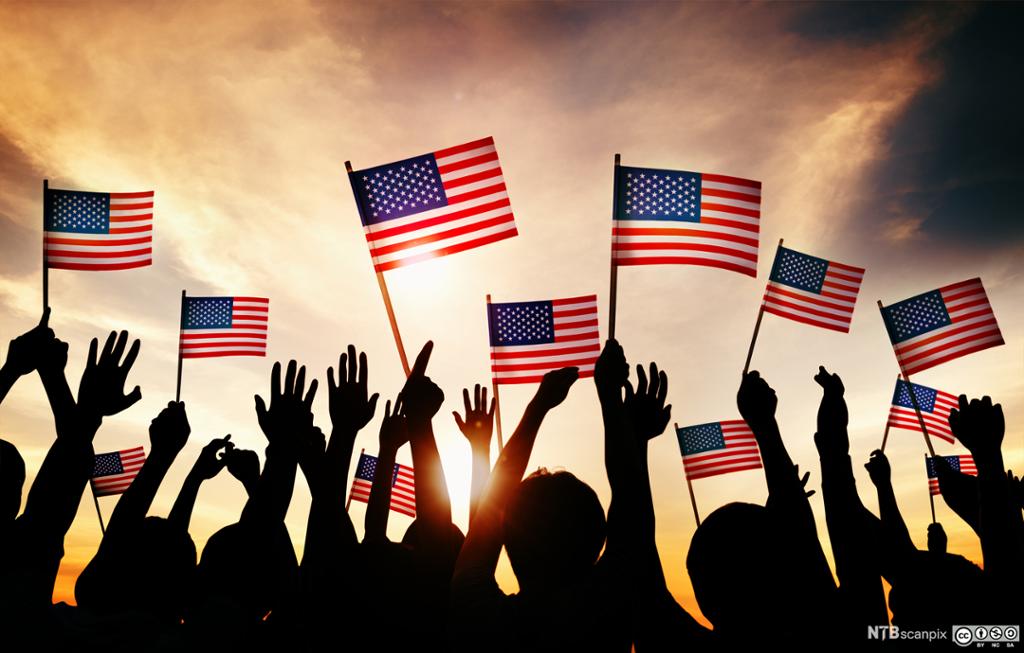 People holding American flags