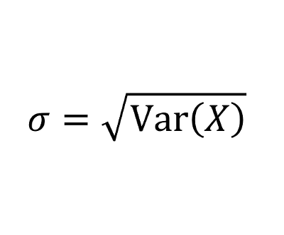 Bilde av formelen sigma er lik kvadratroten av Var(X). Skjermutklipp. 