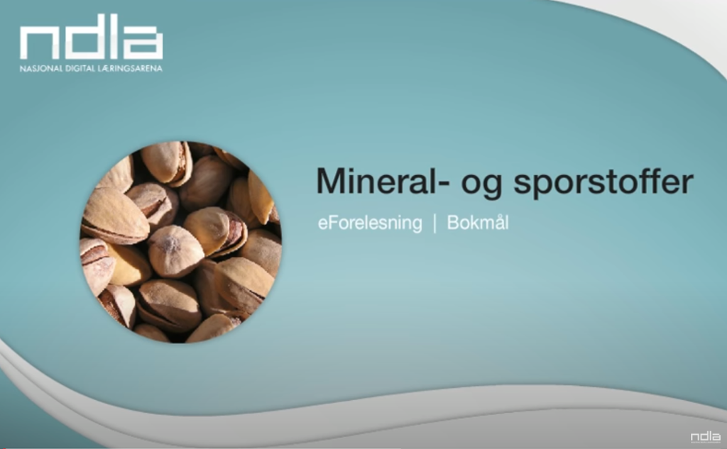 Skjermbilde fra e-forelesning om mineral- og sporstoffer. Foto.