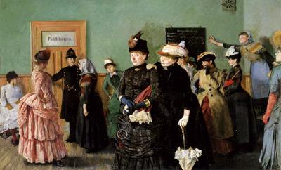 Maleriet Albertine i venteværelset av Christian Krohg (1887). Maleri.