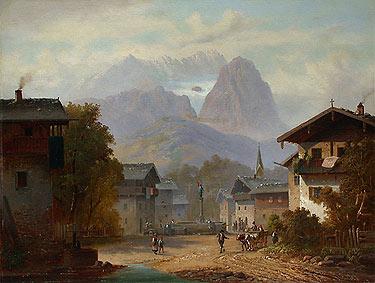 "Ansicht von Garmisch" av Anton Doll. Maleri.