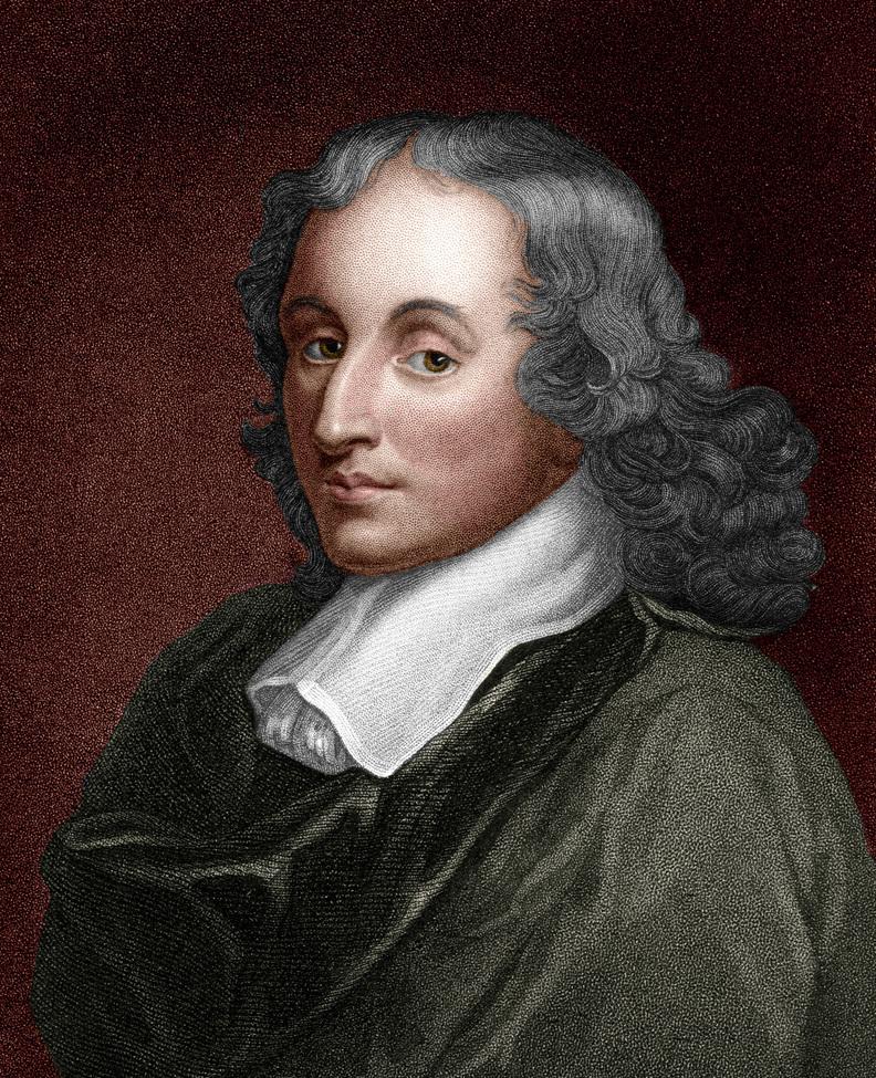 Portrett av Blaise Pascal. Illustrasjon.