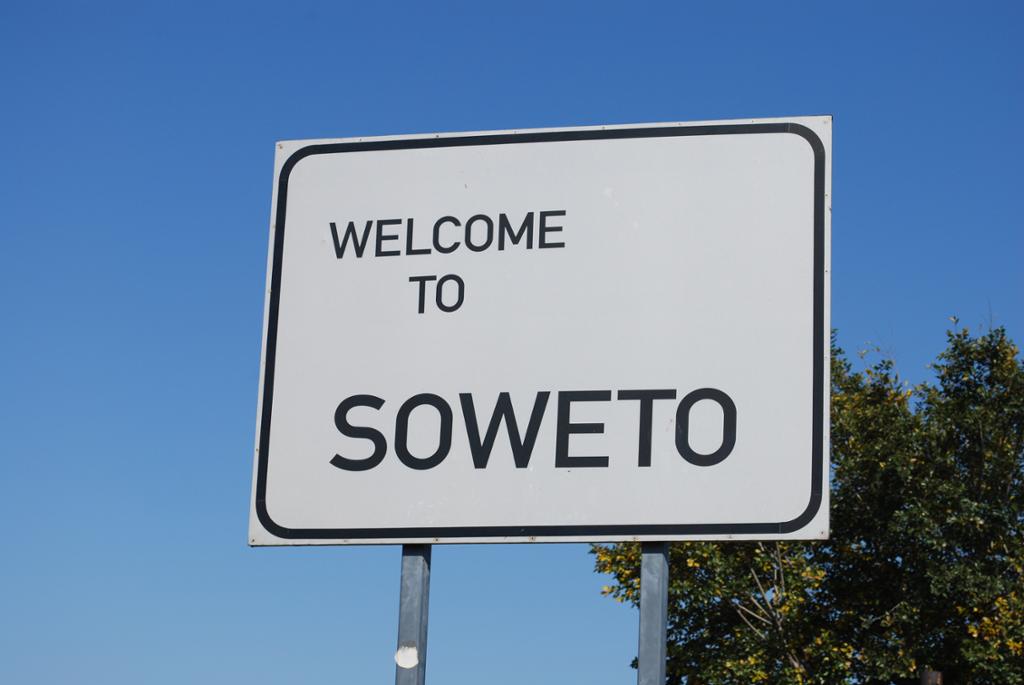 Sign: Welcome to Soweto. Photo.