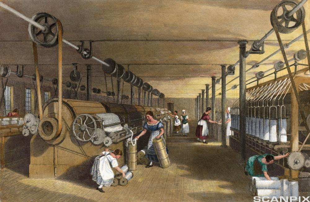 Print Depicting Workers at a Textile Factory