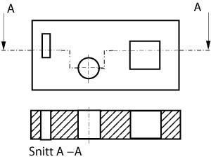 Snitt i flere plan. tegning.