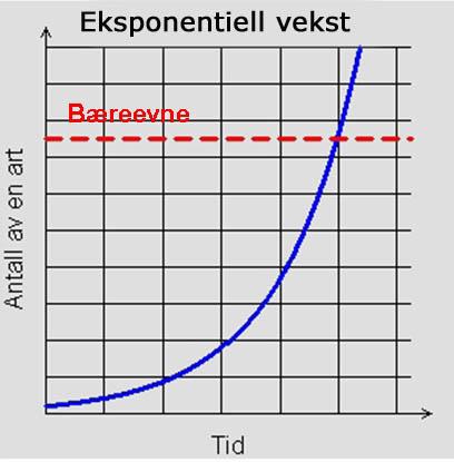 Eksempel på eksponentiell vekst i form av en graf som vokser mer og mer. Illustrasjon.