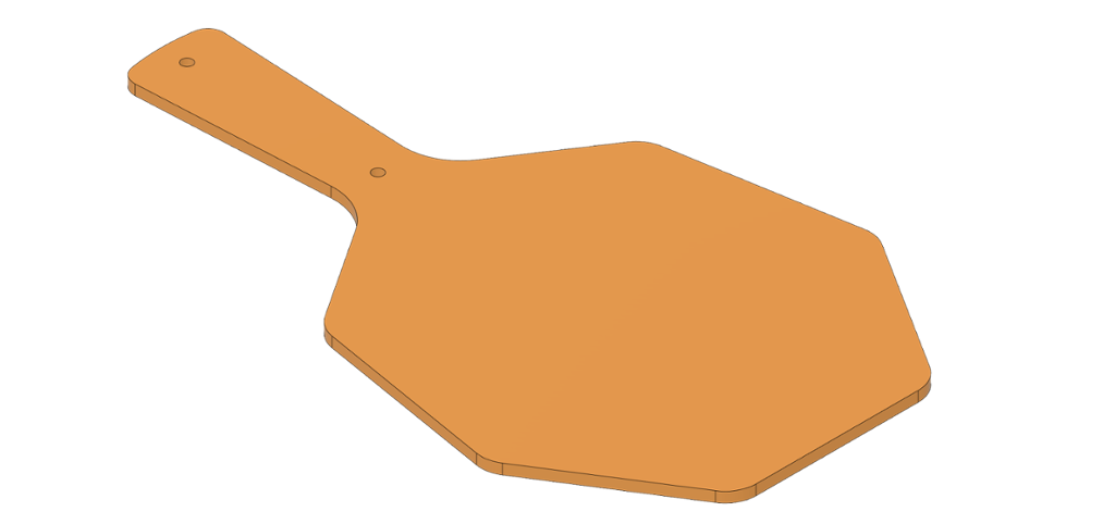 Modell av sekskanta bordtennisrekkert med avrunda kanter. Illustrasjon.