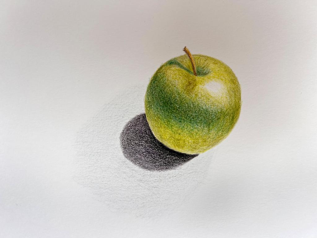 Tegning av et eple. Illustrasjon.