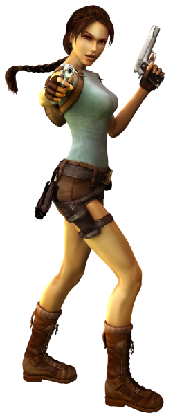 Illustrasjon av den fiktive karakteren Lara Croft.