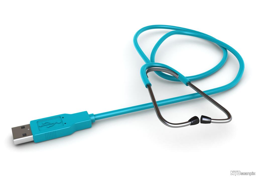 USB-kabel med stetoskop i den ene enden. Foto.