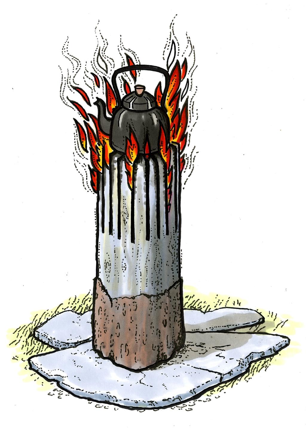 Kubbebål. Illustrasjon.