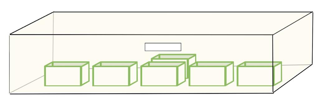 En eske med lysspalte inneholder seks kartonger. Illustrasjon.