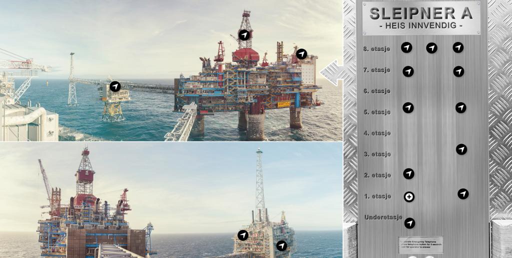 Skjermbilde fra Sleipner 360, en interaktiv oversikt over oljeplattformen Sleipner.