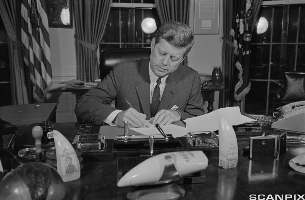 President John F. Kennedy Signing Blockade Order