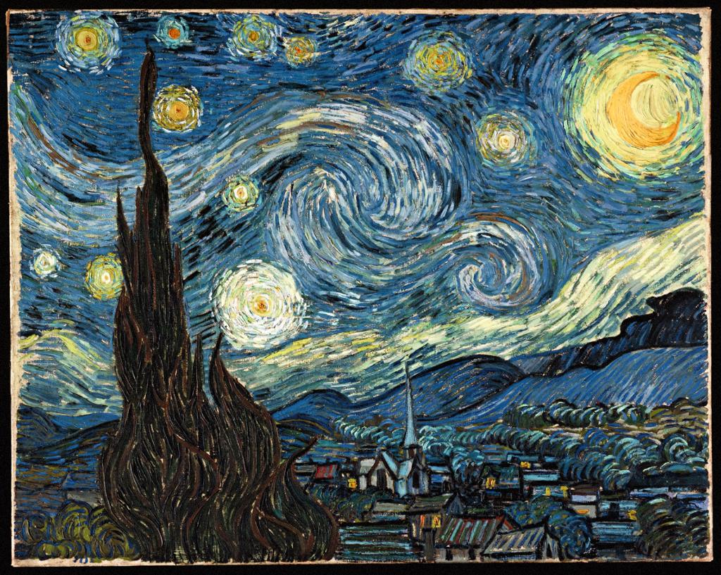 Maleri av stjerner på nattehimmel. Illustrasjon.