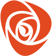 Arbeidarpartiet sin logo. Raud rose sett ovanfrå på kvit bakgrunn. Illustrasjon.