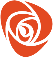 Arbeiderpartiets logo. Rød rose sett ovenfra på hvit bakgrunn. Illustrasjon.