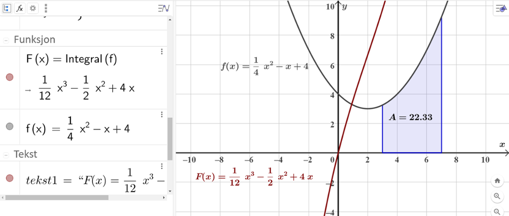 Bilde av screenshot fra programvaren GeoGebra
