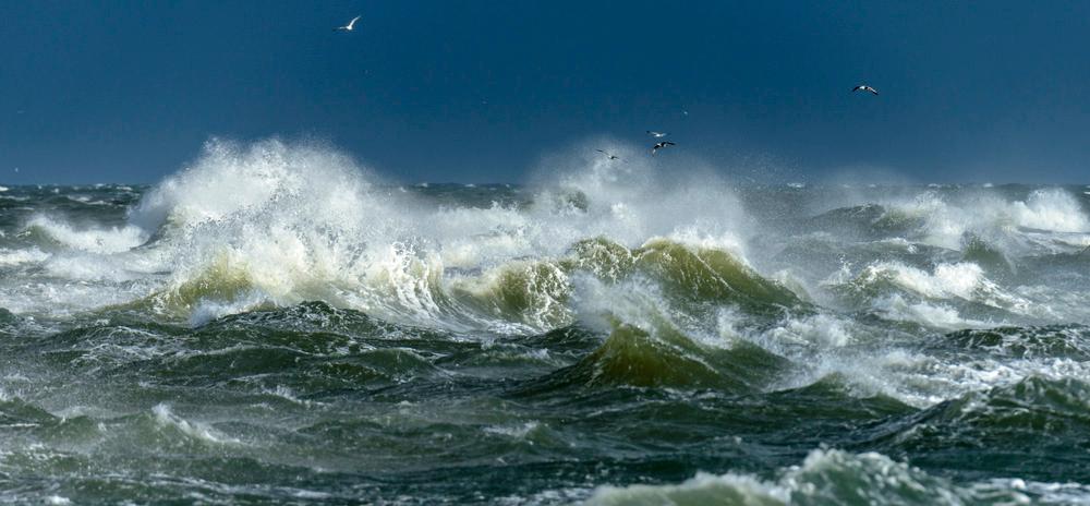 Hav med store bølger. Foto.
