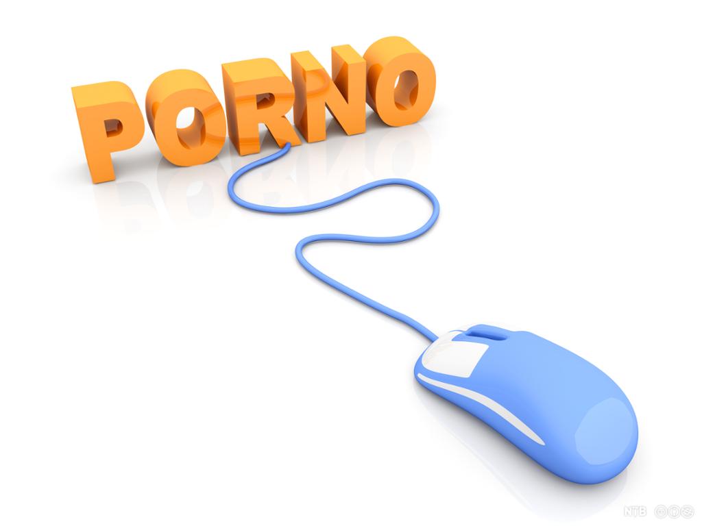 Ei datamus leier fram til bokstavar som stavar ordet porno. Foto.