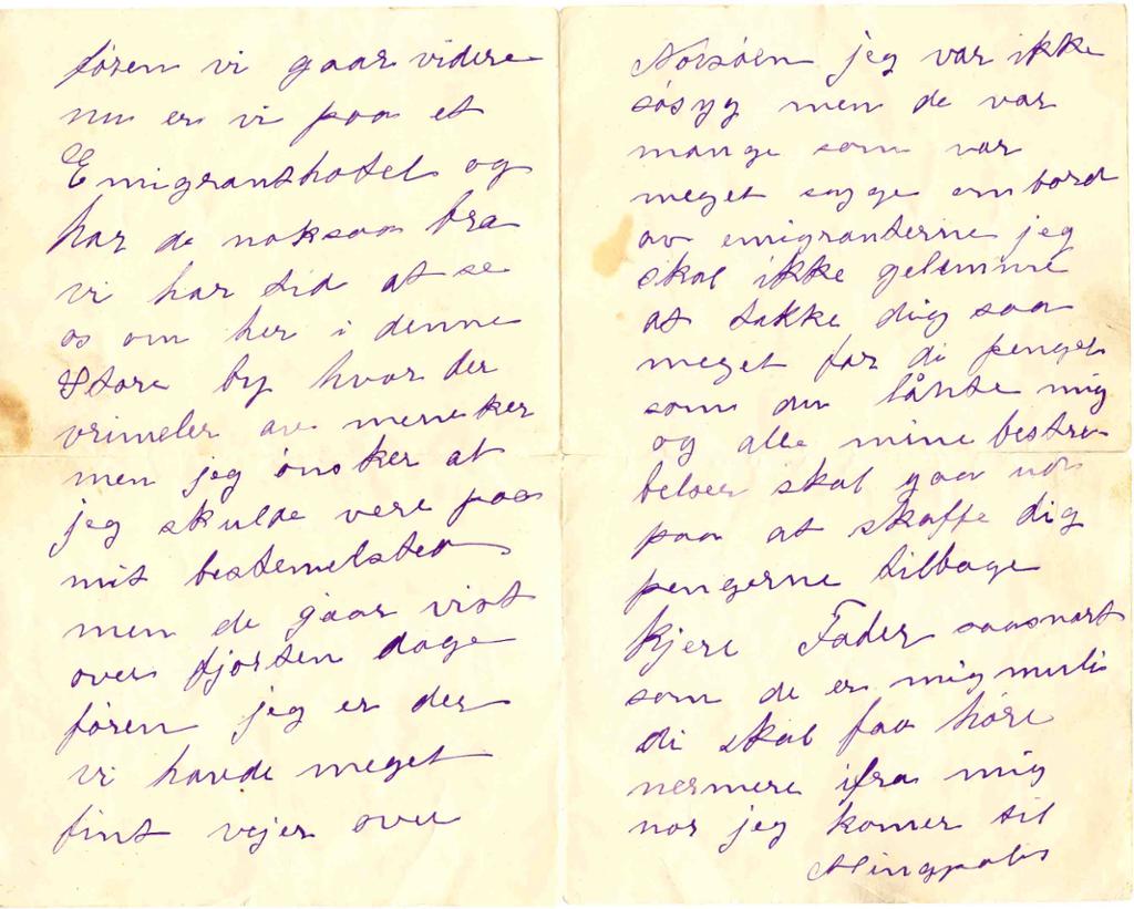 Handwritten letter from the eighteen-ninties. Photo.