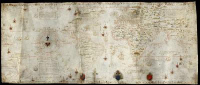 Verdskart og stjernekart frå 1529. Foto av kart. 