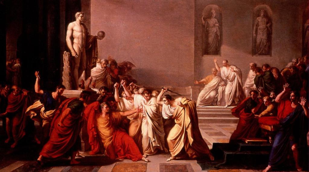 Attentatet på Julius Cæsar. Maleri.