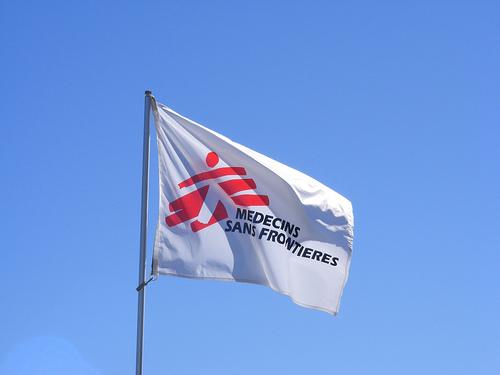 Doctors without borders flag. Photo.