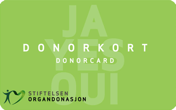 Grønt kort med personalia og samtykke til organdonasjon. Foto.