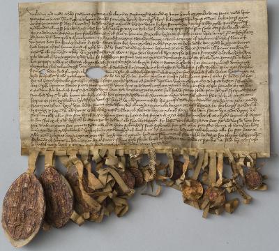 Dronning Magretes valgbrev, datert 2. februar 1388. Foto av kilde. 