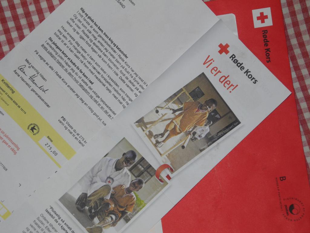 Markedsmateriale fra Røde Kors. Foto.