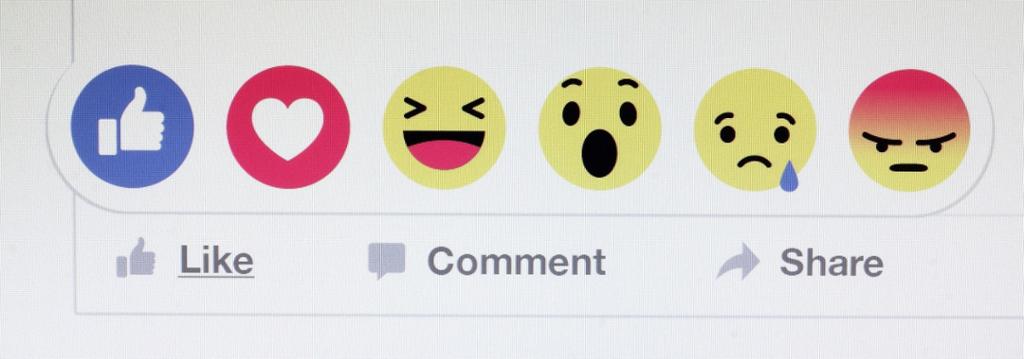 Emoticons viser engasjement på FB. Skjermdump.