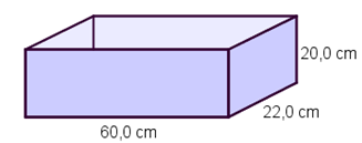 Eske med mål, lengde 60,0 cm,  breidd 22,0, høgde 20,0. Illustrasjon.
