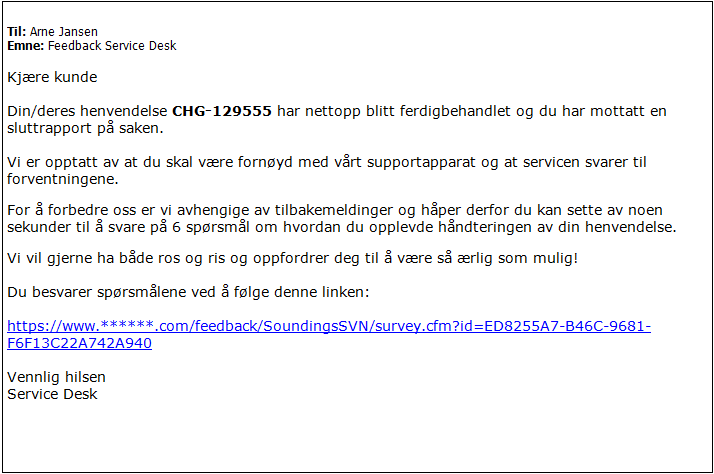 Automatisk utsendt spørreskjema