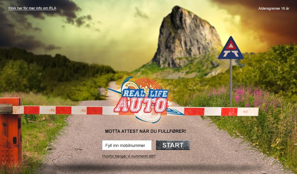 Oppstartsbildet i trafikkspillet Real Life Auto. Skjermdump.