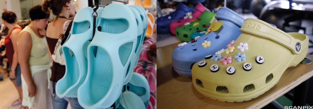 Forskjellige Crocs. Kollasj.