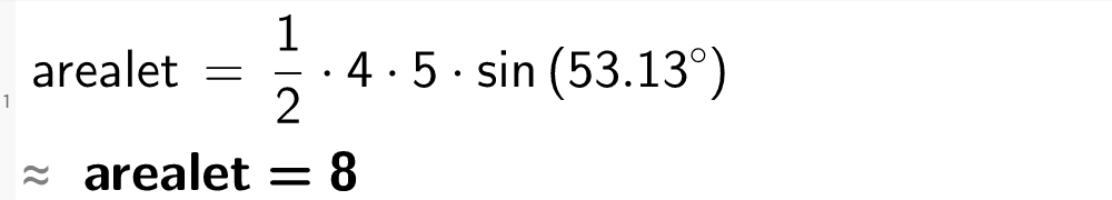 Regne ut arealet av en trekant i CAS GeoGebra. Bilde.