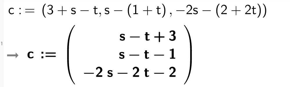 Utregning av vektor i CAS GeoGebra. Bilde.