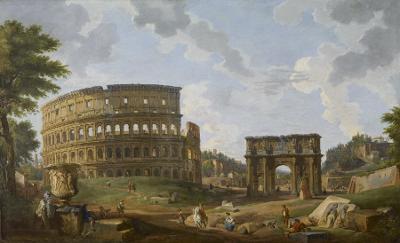 Utsikt mot Colosseum av Giovanni Paolo Panini. Maleri.