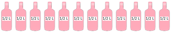 Halvlitersflasker, 12 stykker. Bilde.