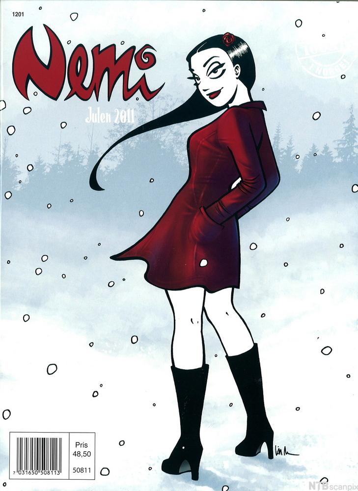 Forsiden til juleheftet til tegneserien Nemi i 2011. Illustrasjon. 