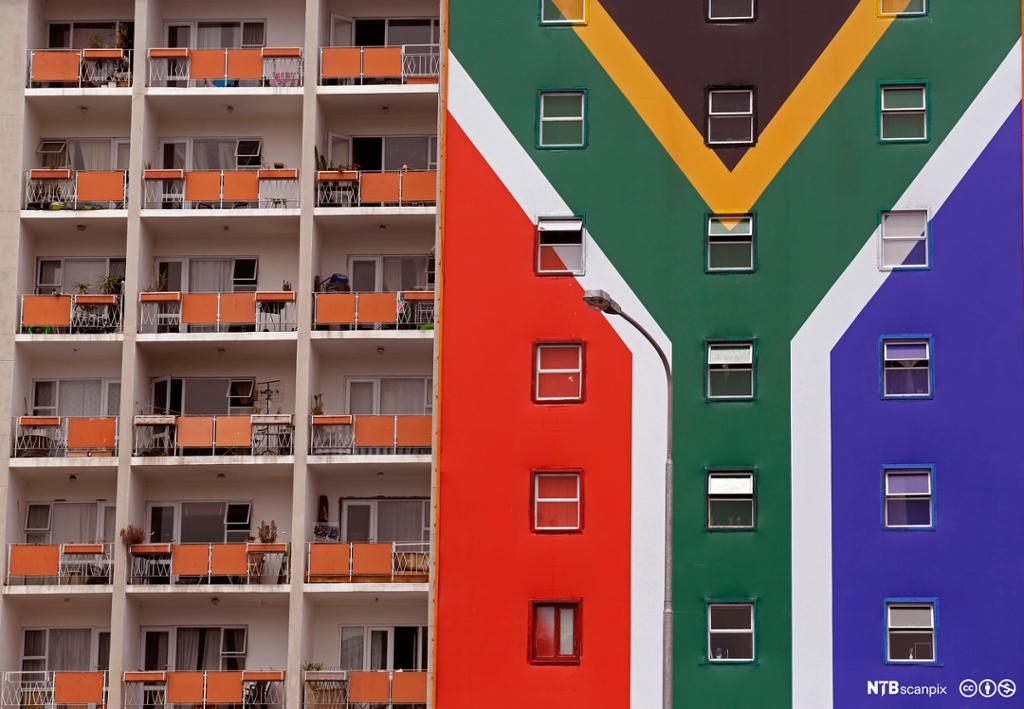 South African flag painted on a building