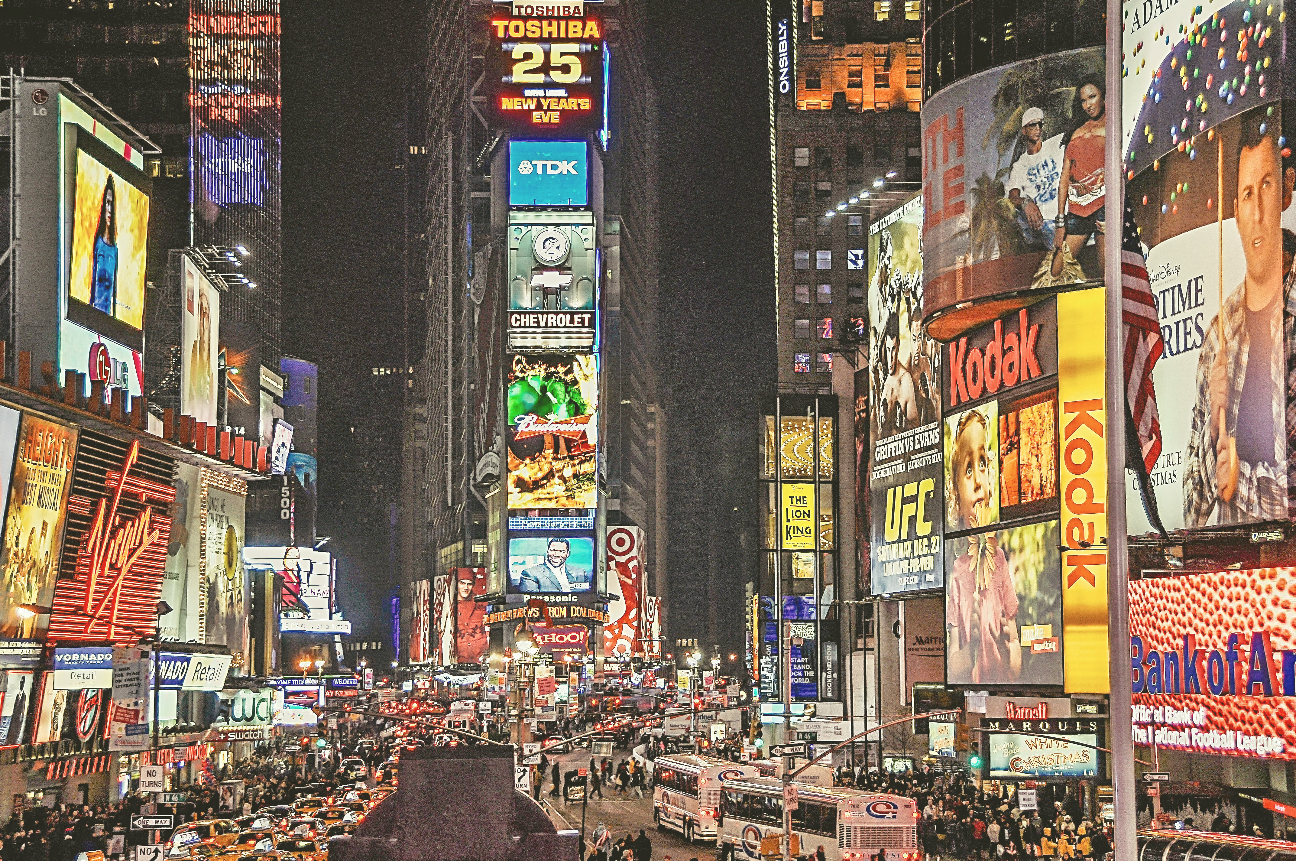 Reklameplakatar på Times Square. Foto.