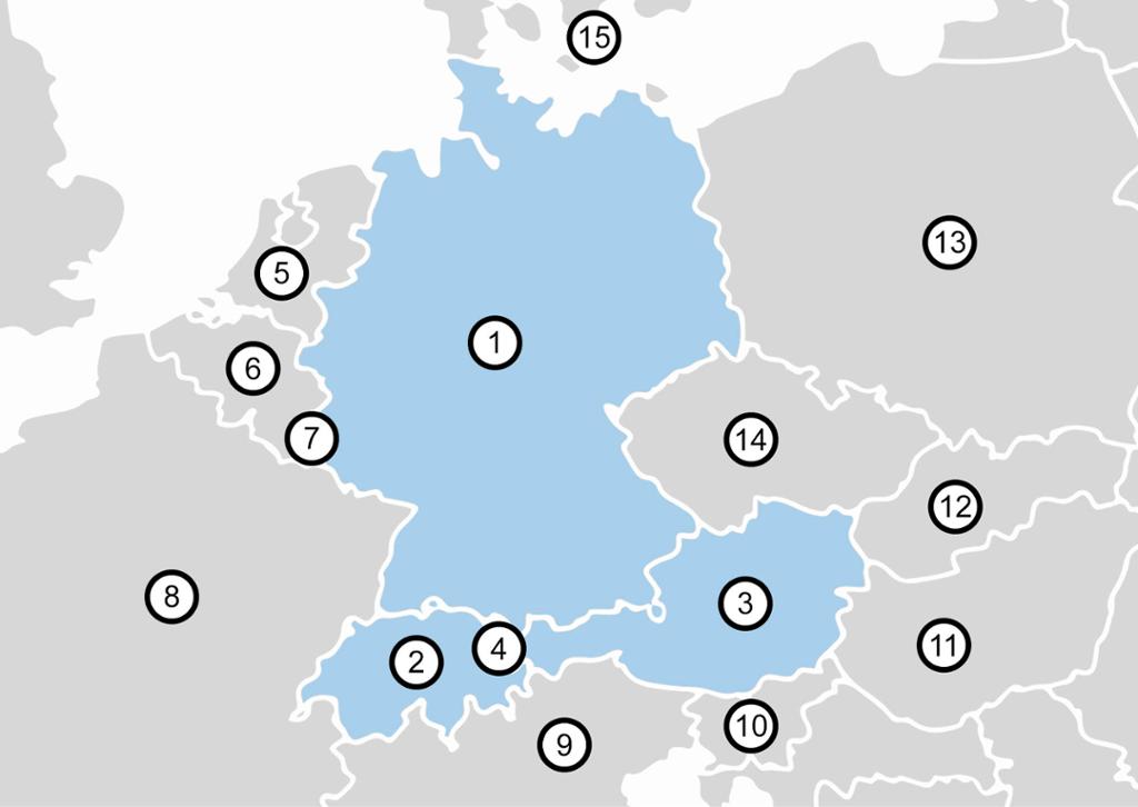Kart over de tysktalende land og nabolanda. Foto.