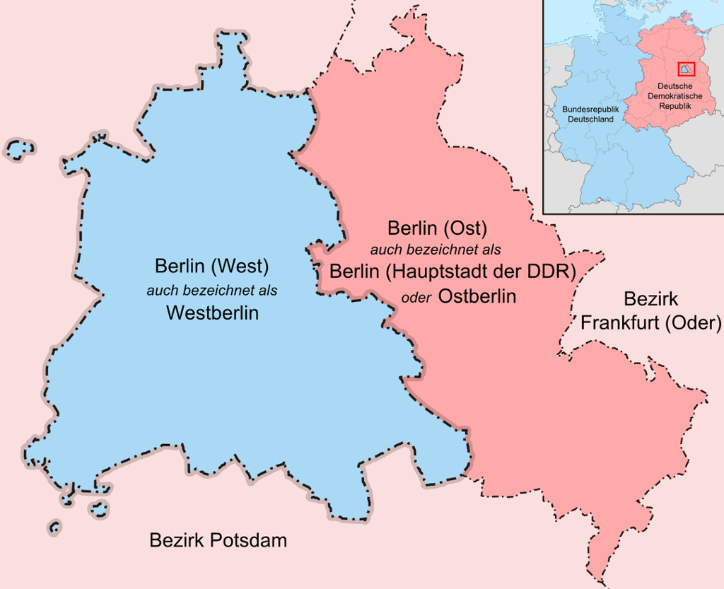 Kart over det delte Berlin.